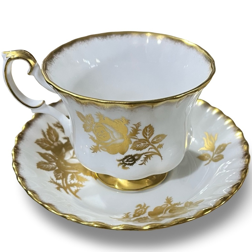 Vintage Royal Albert “Golden Rose” Teacup and Saucer Set